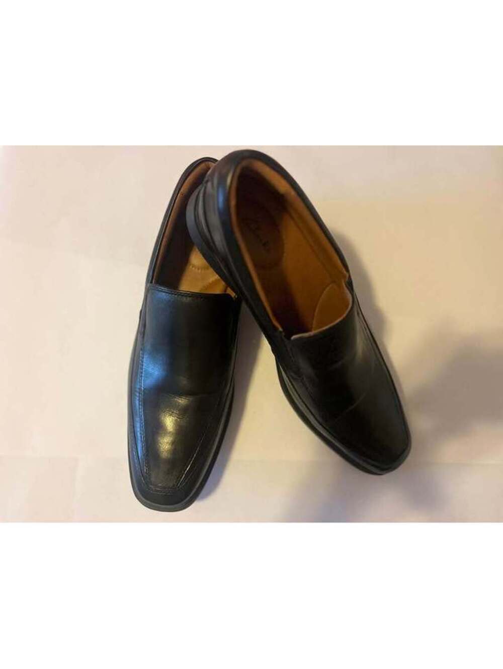 Clarks Collection Mens Black Leather Loafers Slip On Dress Shoes Size 11
